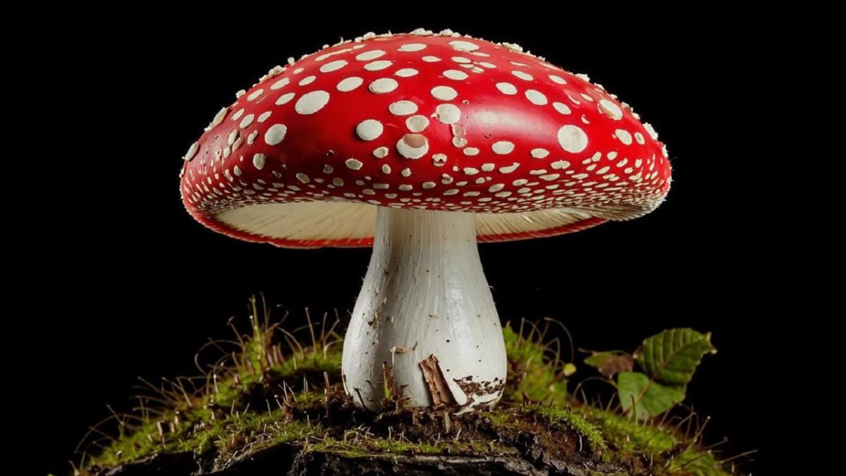 Мухомор (Amanita muscaria) с яркой шляпкой, используемый в лечебных практиках.